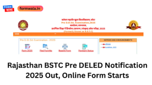 Rajasthan BSTC Pre DELED Notification 2025 Out, Online Form Starts